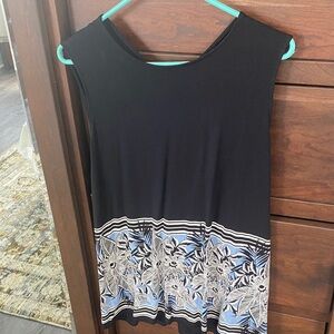 J. Jill Black Tank with Blue and White Floral Hem